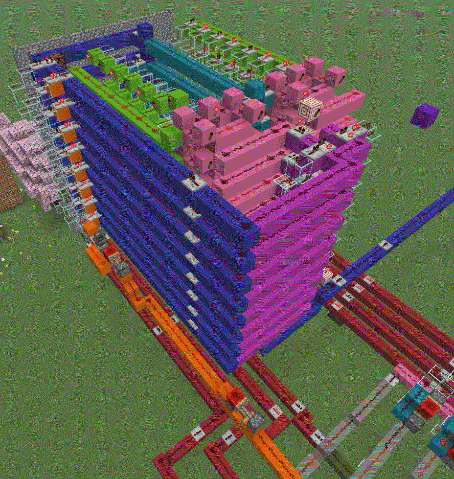 Two redstone circuits that are mirror images of each other