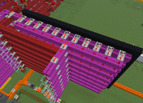 A view showing how locking repeaters are used to create a shift register to move data down the display