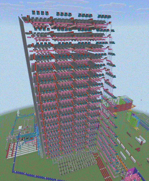 A monolithic circuit with a repeating regular grid pattern